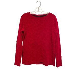 Cut Loose Long Sleeve Textured Knit Top Shirt Women Size‎ Small Red Funky Unique